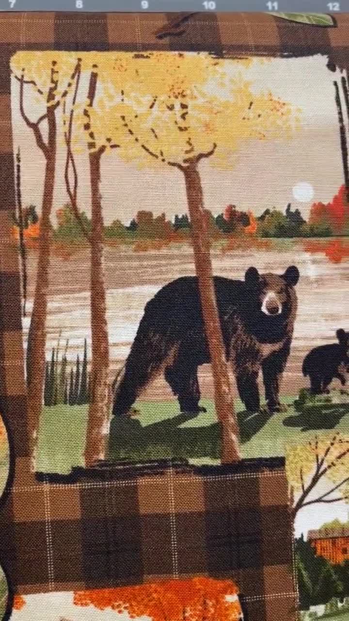Vermont Bridges and Bears in the fall Timeless Treasures  fabric Fall cotton orange/ brown Nature C7644-Multi Autumn is Calling