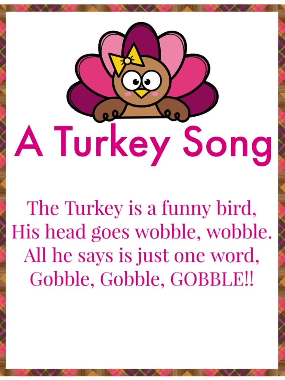 The Turkey Song A Turkey is a Funny Bird PINK VERSION - Etsy