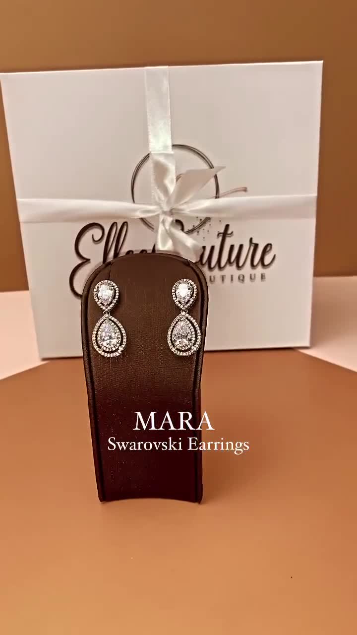 overal Transparant Rudyard Kipling MARA Drop Earrings with Swarovski Crystals - Etsy België