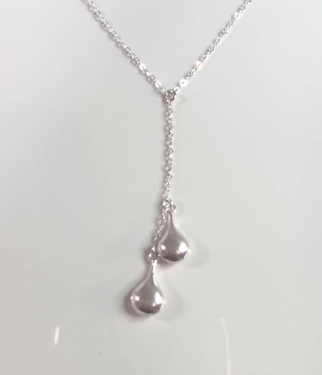 Teardrop lariat necklace Tear Drop special meaning Gold/Silver Teardrop