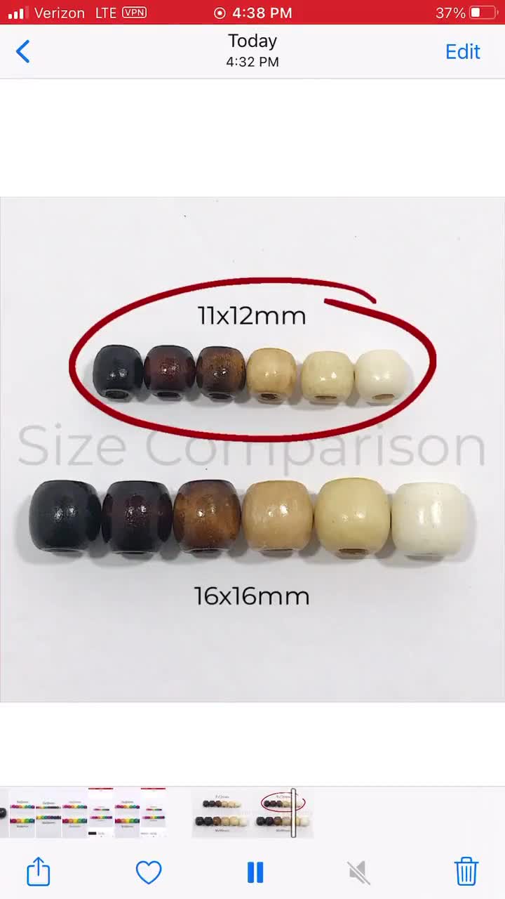 Multicolored Black Brown Tan Taupe Cream Off White Large Hole Wooden Beads 11x12mm 54pcs Accessoires Haaraccessoires Haarsieraden Haarkralen en manchetten 9pcs each color hole: 5mm; 6 colors 