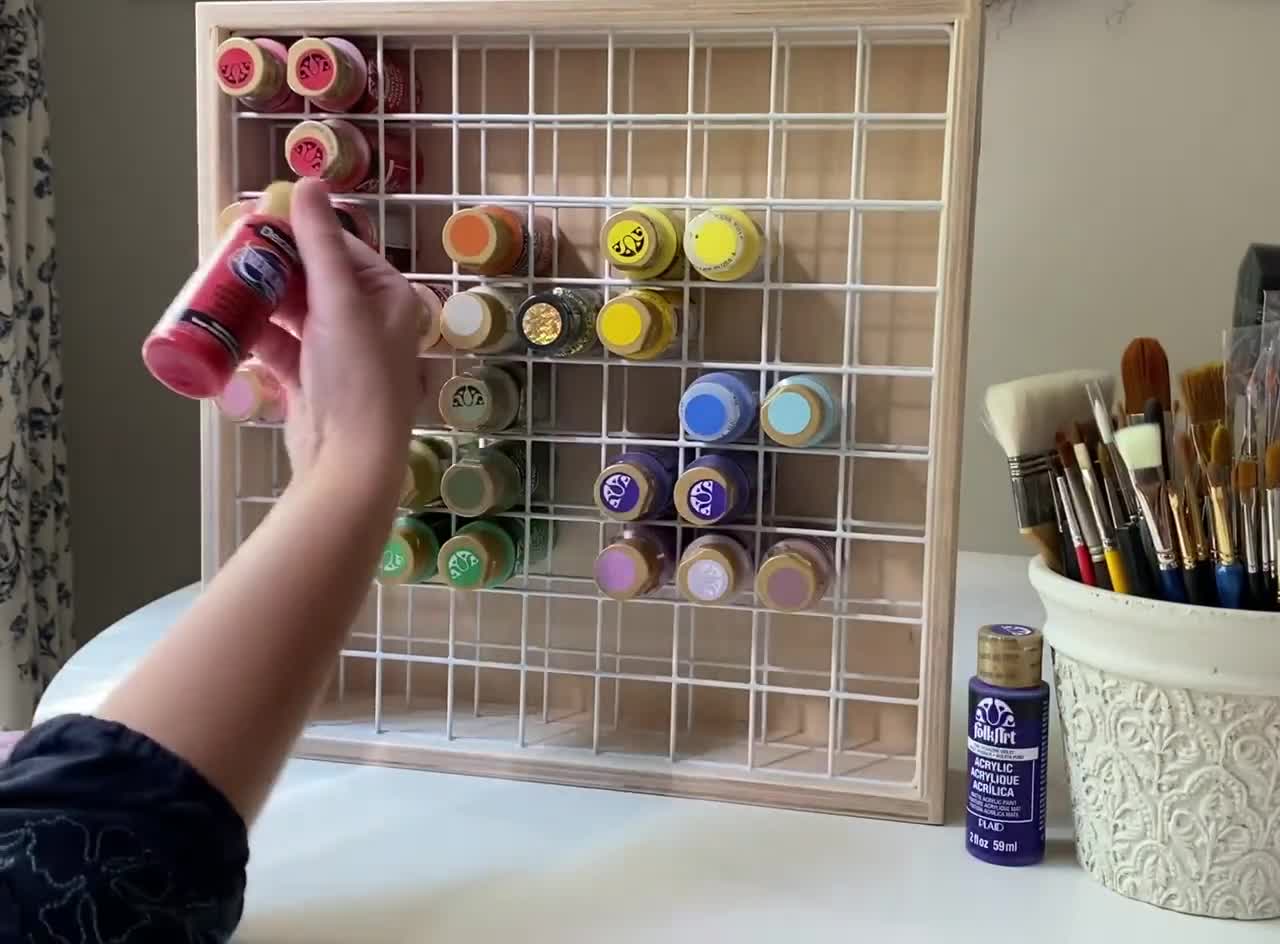Natural Wooden Paint Bottle Rack Model Organizer Paint Storage Stand Holder Box 