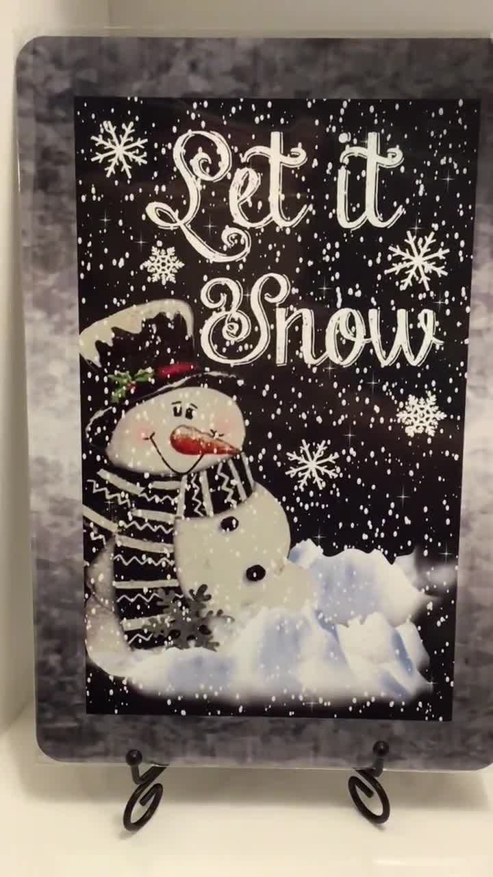 Snowman Decor Let It Snow Snowman Sledding Snowman Wreath Sign Christmas Wreath Sign Winter Wreath Sign