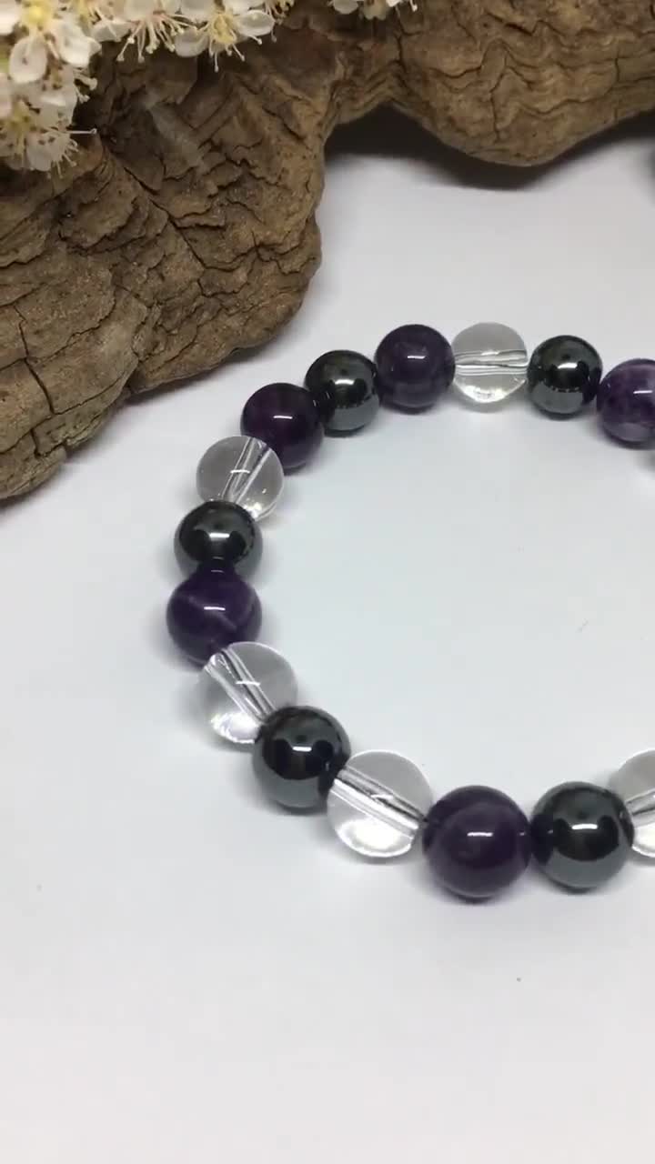 Hematite Amethyst Rock Crystal Special Stop Tobacco Lithotherapy Tobacco Control Smoked Quartz Natural Stone Bracelet