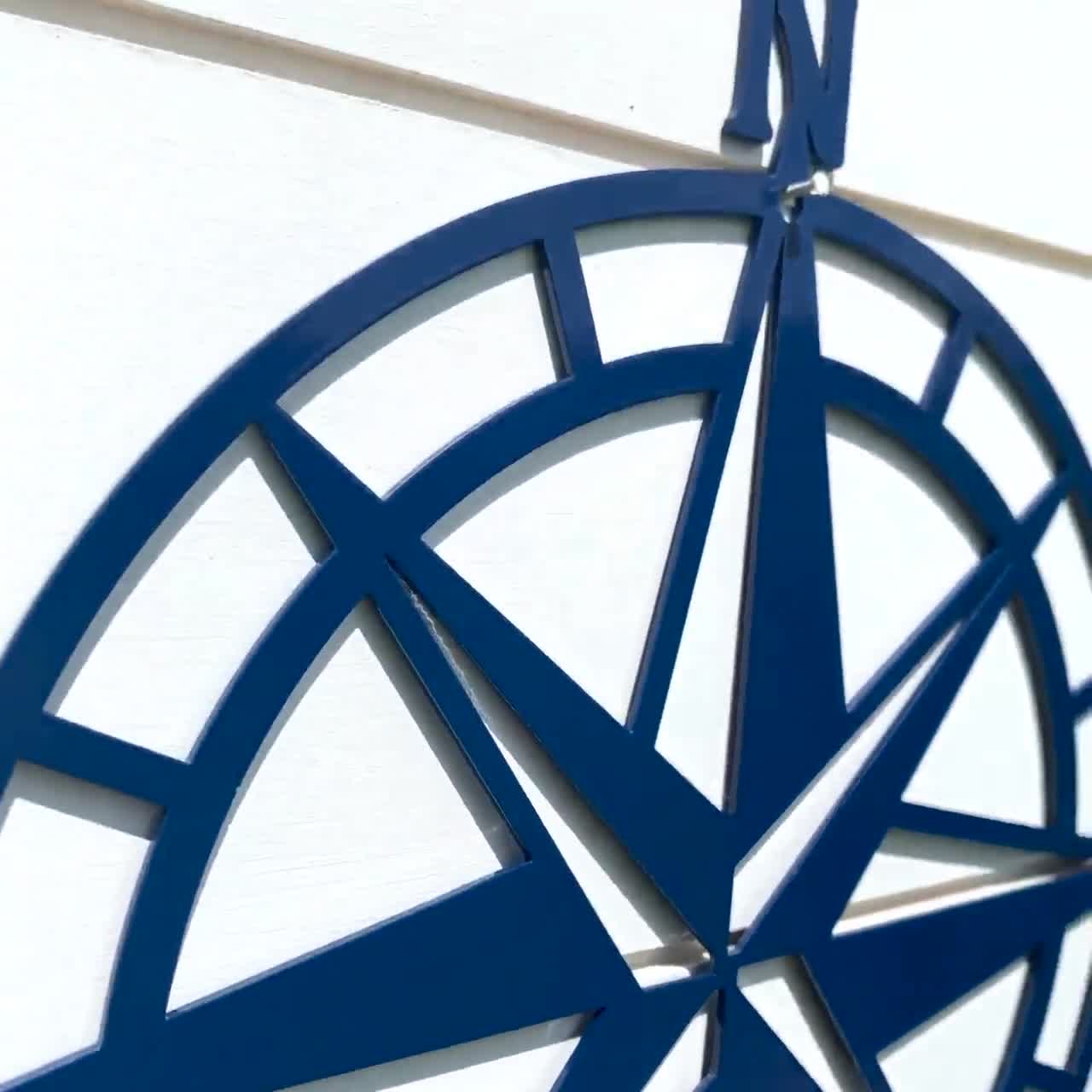 48" Details about   Nautical Compass Rose Metal Art Metallic Blue 