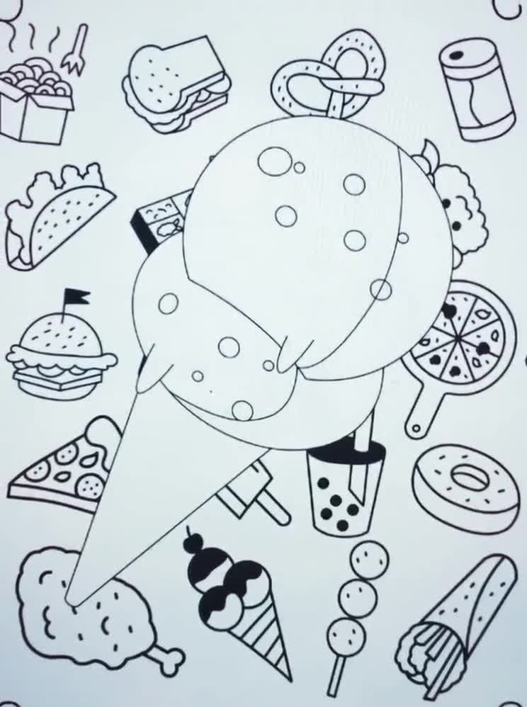 20 cute kawaii food coloring pages pack 1 printable instant etsy