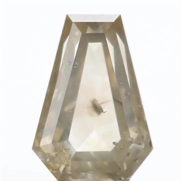 1.43 CT Natural Loose Diamond, Coffin Diamond, Grey Diamond, Yellow  Diamond, Rose Cut Diamond, Coffin Diamond, Fancy Color Diamond KDL387