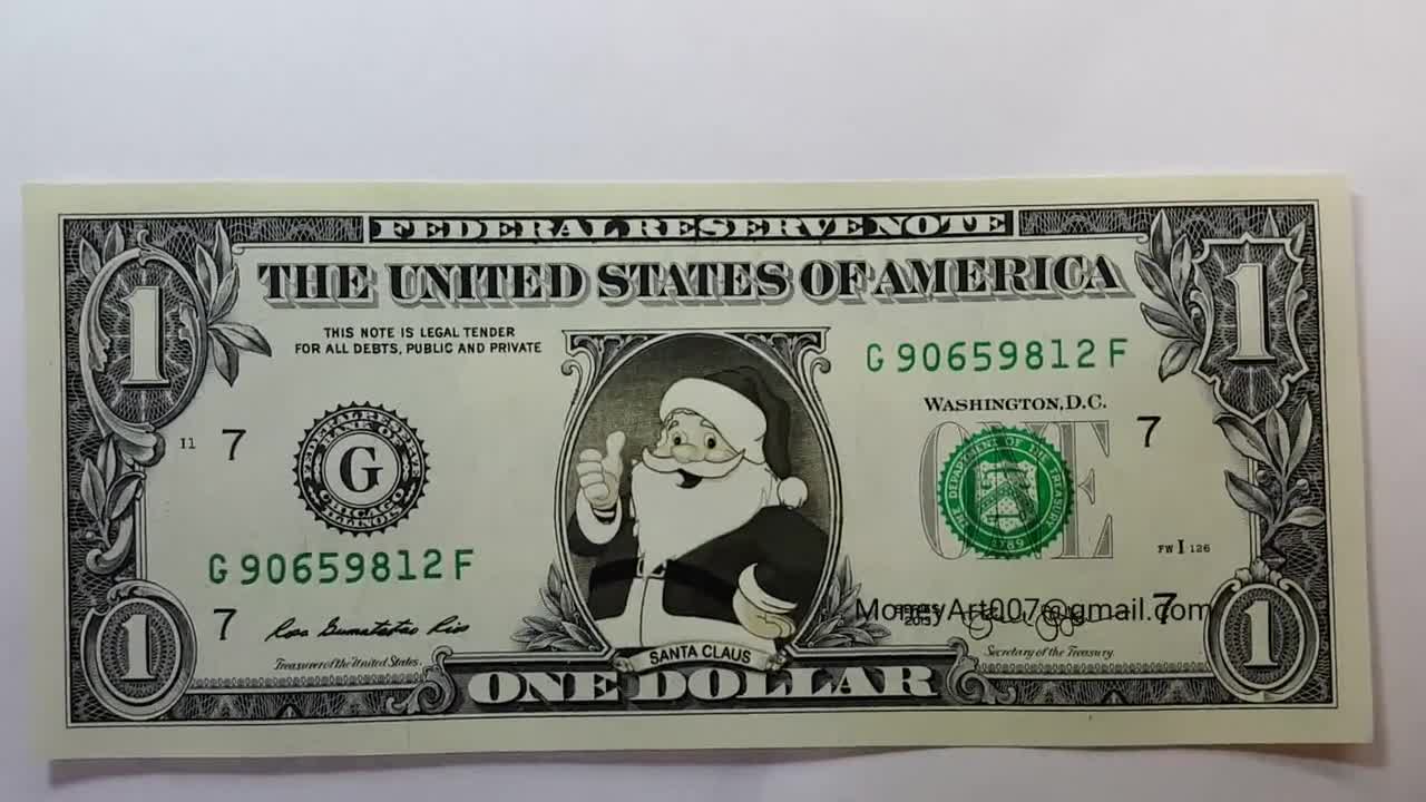 Vivid Color Santa's Christmas Million Dollar Bill Fake Funny Money FREE SLEEVE 