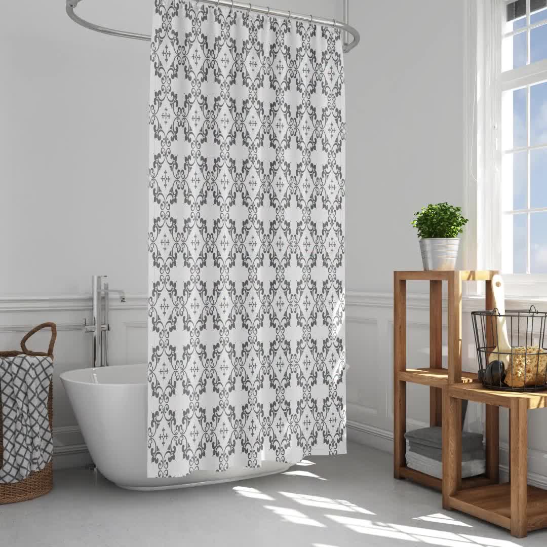Black and white shower curtain Modern farmhouse black and white shower