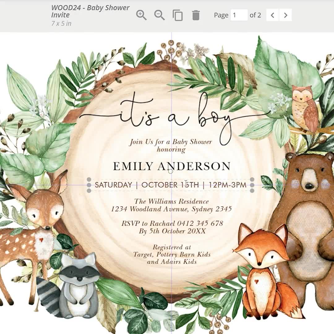 Woodland Shower Forest Animals Baby Shower Invites FREE SHIPPING! 