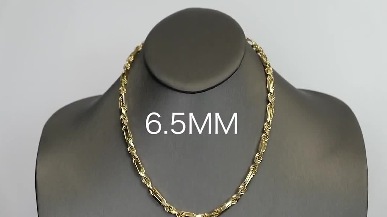 Solid 14K Tri-color Gold Milano Chain 